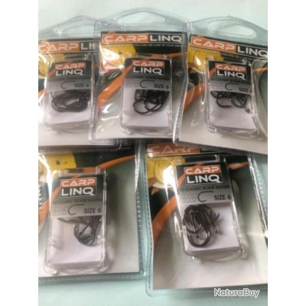 50 hame�on n 6 carpe oeillet forg� droit simple p�che carpe Carplinq made in Japan