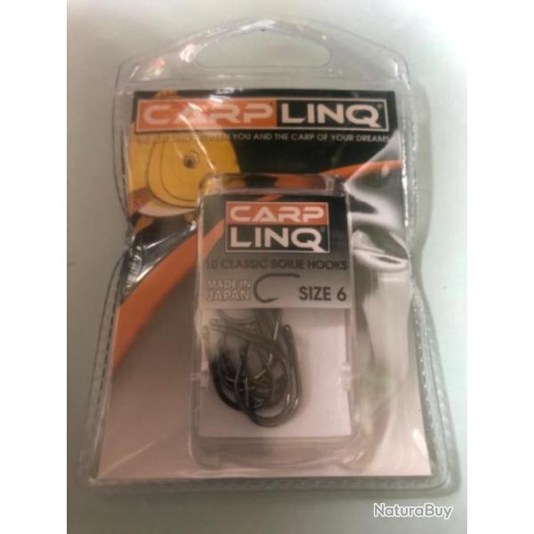 10 hame�on n 6 carpe oeillet forg� droit simple p�che carpe Carplinq made in Japan promo