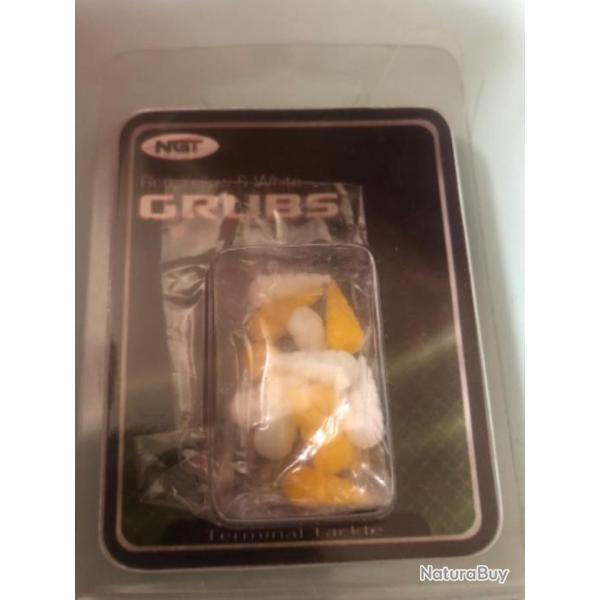 12 asticot plastique imitation app�t artificiel rouge blanc jaune maggot p�che truite. Ngt