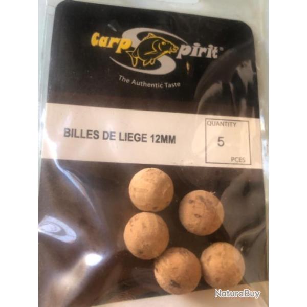 5 bille de li�ge 12 mm pour montage flottant p�che CARPE carp spirit