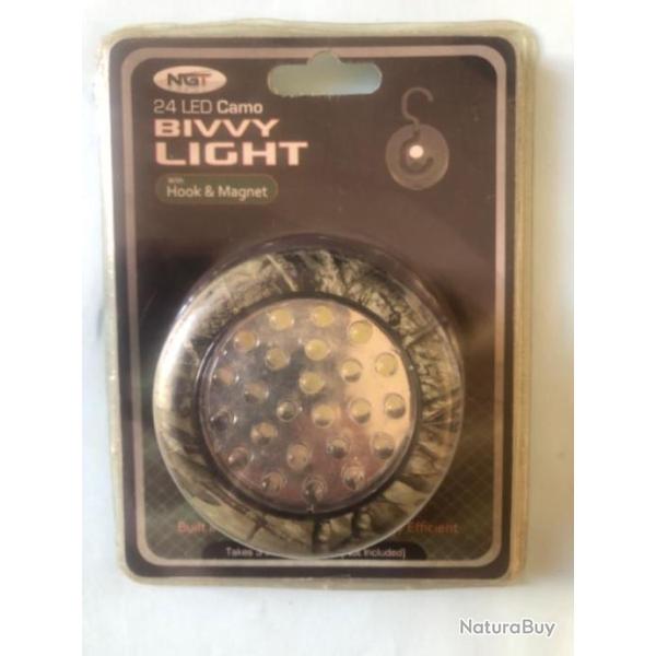 1 lampe biwy 24 led Diam 7 cm avec aimant et crochet pche CARPE Ngt
