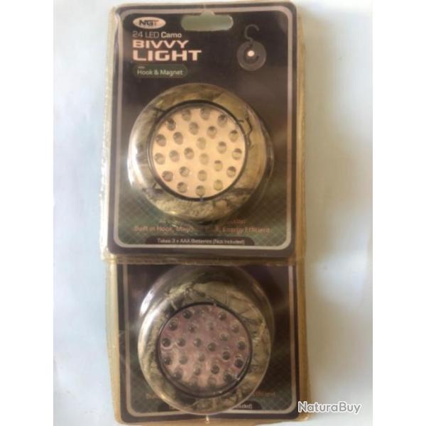 2 lampe biwy 24 led Diam 7 cm avec aimant et crochet p�che CARPE Ngt