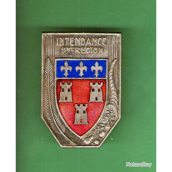 INSIGNE DE L ' INTENDANCE   DE  LA  9 � REGION  -------- 1939 ---------- D.BER  ------------------