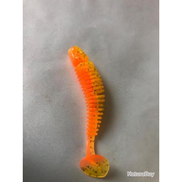 1 tipsy sxl 7,6 cm gunki orange jaune leurre souple p�che carnassier