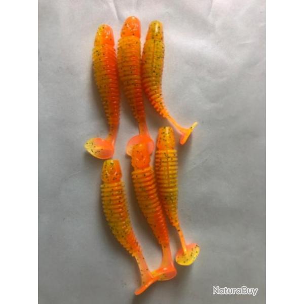 6 tipsy sxl 7,6 cm gunki orange jaune leurre souple p�che carnassier