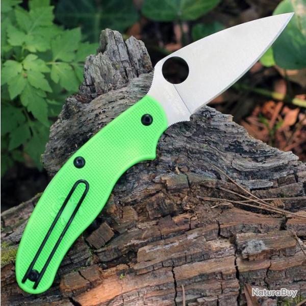 Couteau Spyderco UK Penknife Salt Green Lame Acier LC200N Manche FRN Slip Joint Clip USA SC94PGR