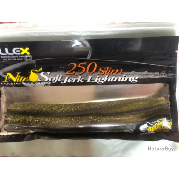 4 illex nitro soft jerk lightning 250 slim sexy shad .Leurre souple p�che Carnassier