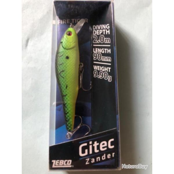 1 gitec Zander  9 cm. 9,9 gr fire tiger Leurre dur p�che carnassier zebco