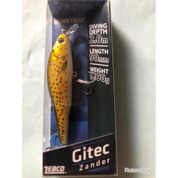 1 gitec Zander  9 cm. 9,9 gr brown trout Leurre dur p�che carnassier zebco