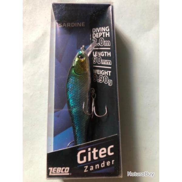 1 gitec Zander  9 cm. 9,9 gr sardine Leurre dur p�che carnassier zebco
