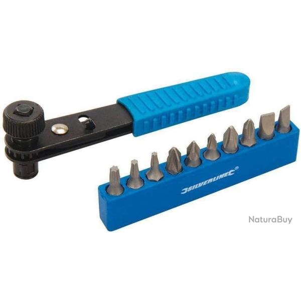 Tournevis Cliquet D�cal� 11 Pi�ces Acier Alli� Noir Bleu Bonne Qualit� Bricolage Camping Maison FR