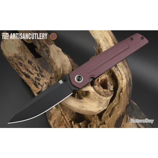 Couteau ArtisanCutlery Sirius Burgandy Manche Micarta Lame Acier S35VN Black IKBS ATZ1849PBDRC