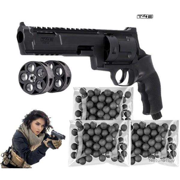 Rvolver HDR 68 Umarex T4E 16J Home Defense + 2 Barillets + 150 Billes Caoutchouc Mtal En Stock