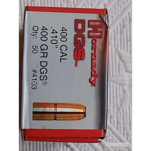 HORNADY 50 ogives Boite NEUVE EN STOCK  400 cal 410� 400 grains DGS