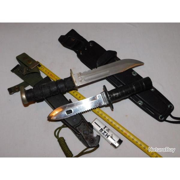 LOT 2 GRANDS COUTEAUX / POIGNARDS DE COMBAT � voir  ............