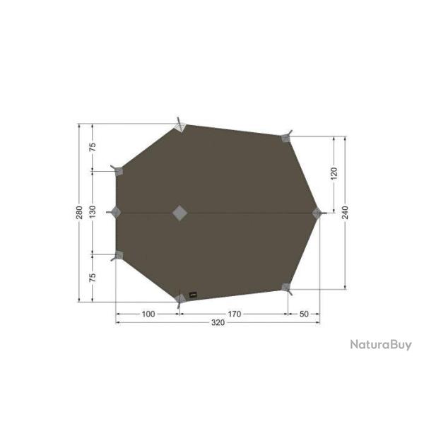 TARP WING 3LT - Toile Tatonka en polyamide/silicone - 320 x 280 cm - Vert SGO