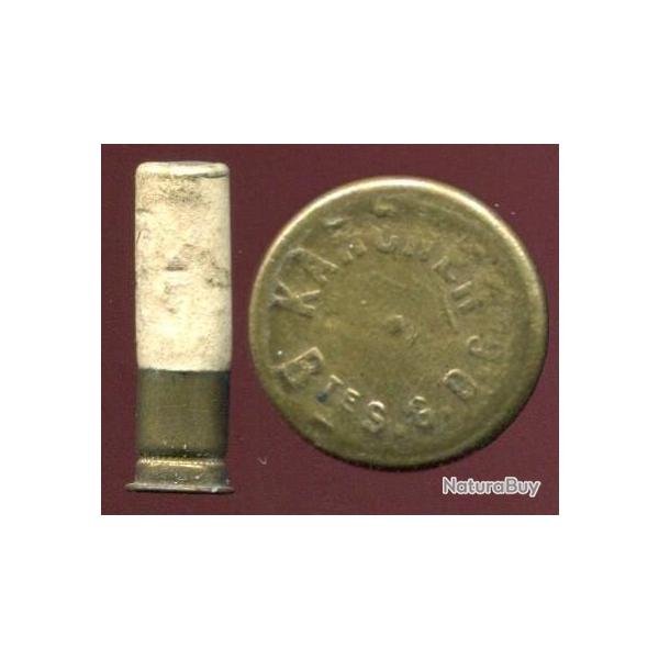 7 mm KARCHER � grenaille - �tui laiton et carton blanc - chargement poudre noire - circa 1875