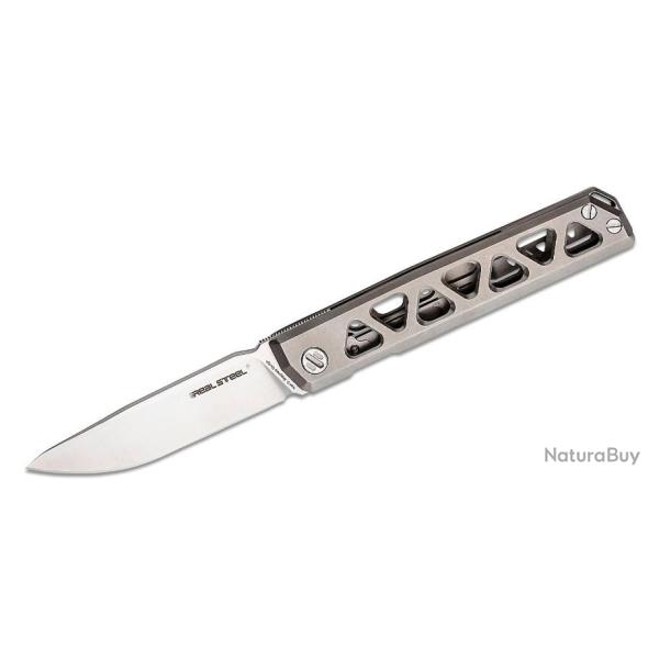 Couteau Real Steel Burns Gray Manche Titane Lame Acier VG-10 Linerlock Clip RS7661