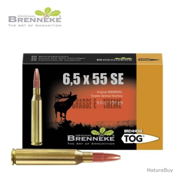 20 Munitions BRENNEKE TOG 139gr Cal 6,5X55 SE