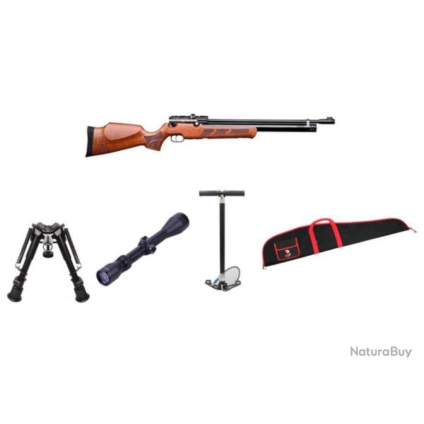 KRAL PUNCHER WOOD Cal. 5,5 mm, 19.9 Jul. + pompe bar Zasdar 275 Bar + Lunette 3-9X40 Mildot-2