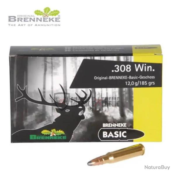 20 Munitions BRENNEKE BASIC 185gr Cal 308 Win