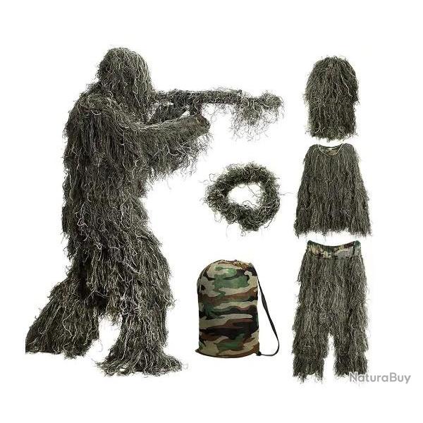Tenue De Camouflage Sniper Chasse Veste Pantalon Airsoft Equipement Jungle For�t 3D KIT COMPLET