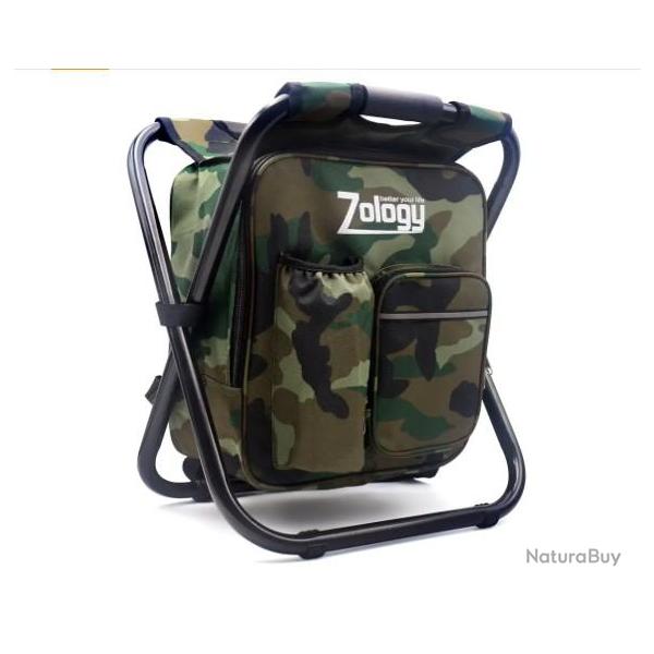 Si�ges Pliant Sac Camping Chaise Tabouret Sac � Dos avec Refroidisseur Isol� Sac de Pique-Nique
