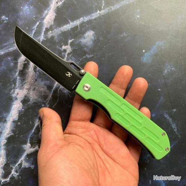 Couteau Kansept Reedus Green Manche G10 Lame Acier 154CM Manche G10 Linerlock Clip KT1041A1