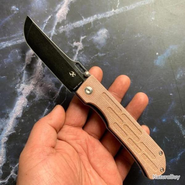 Couteau Kansept Reedus Brown Manche Micarta Lame Acier 154CM Linerlock Clip KT1041A5