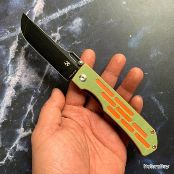 Couteau Kansept Reedus Green&Orange Manche G10 Lame Acier 154CM Linerlock Clip KT1041A3