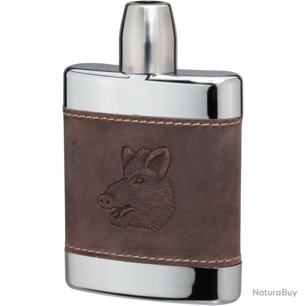 Flasque estampill�e d'un motif animalier (Couleur: marron avec motif sanglier, Mod�le: 200ml)