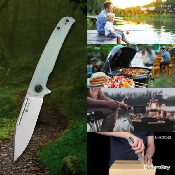 Couteau SENCUT Brazoria Jade Manche G10 Lame Acier D2 Satin IKBS Linerlock Clip SA12B