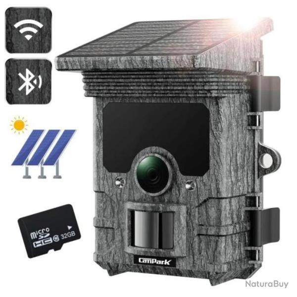 Cam�ra de Chasse Solaire Batterie int�gr�e Trail Camera Avec 36pcs 850nm LED 32Go Vision Nocture