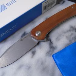 Couteau SENCUT Snap Cuiburtia Manche Wood Lame Acier 9Cr18MOB IKBS Linerlock CLip SA05DV1