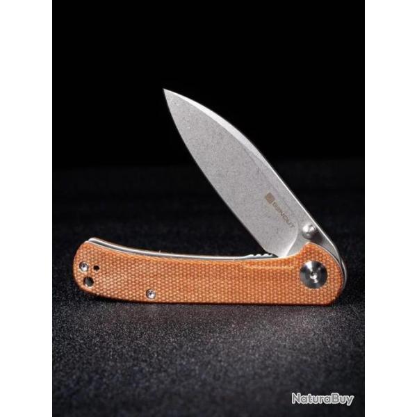 Couteau SENCUT Scepter Brown Manche Micarta Lame Acier 9Cr18MOB IKBS Linerlock CLip SA03D