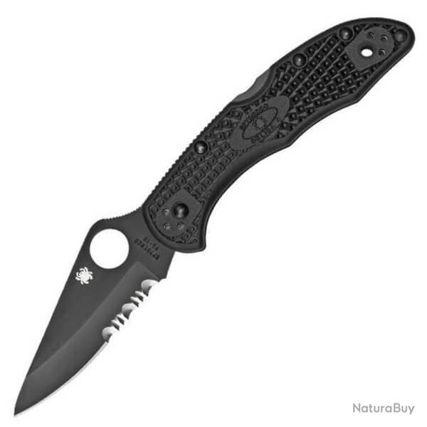 Couteau de poche Spyderco Delica 4 avec rev�tement noir et profil sabre