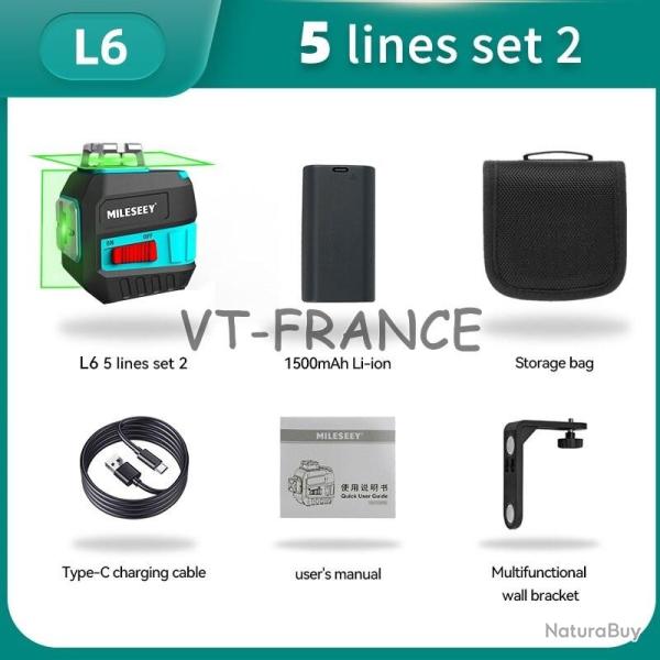 Niveau Laser Pro 5 Lignes Auto Nivelant, Modele: L6 Set 2