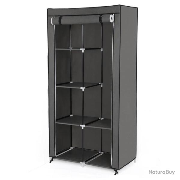 Armoire de rangement penderie en tissu non-tiss� 7 assemblages modulables 88 x 45 x 170 cm gris 12_