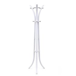 Porte-manteau de 3 tubes en acier au carbone blanc 176 cm support manteau chapeau sac 12_0002700