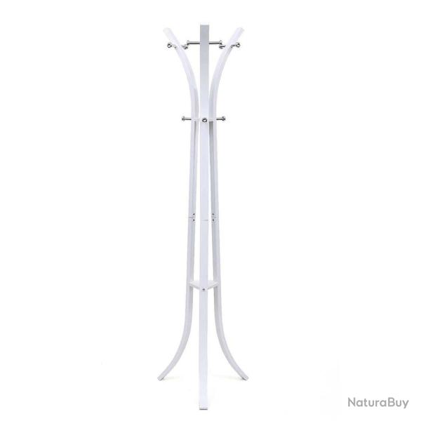Porte-manteau de 3 tubes en acier au carbone blanc 176 cm support manteau chapeau sac 12_0002700