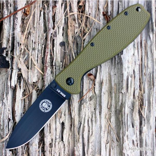 Couteau Esee Zancudo Coyote Olive Lame Black Acier D2 Manche FRN Framelock BRKR2ODB
