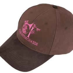 Casquette Eddy marron broderie rose CLUB INTERCHASSE