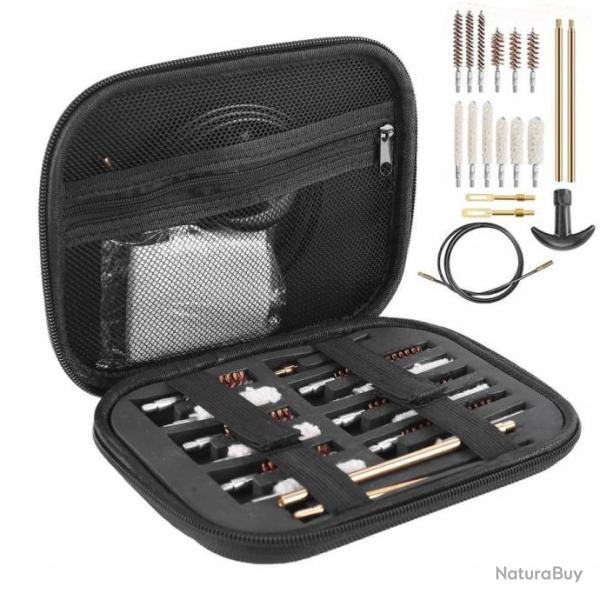 Kit de nettoyage 19 pi�ces pistolet calibre 22/.38/9mm/.40/.45
