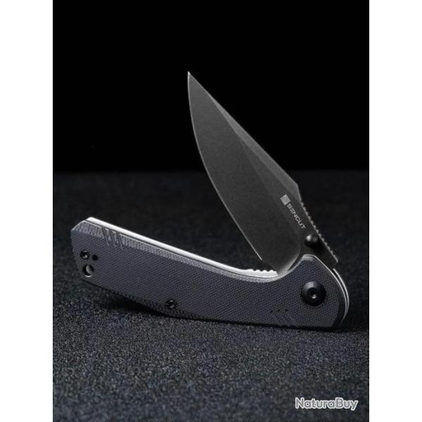 Couteau SENCUT Actium Black Manche G10 Lame Acier D2 IKBS Linerlock CLip SA02C