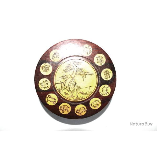 Boussole astrologique bois asiatique Le pcheur  la ligne