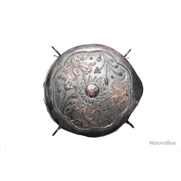 Superbe Boussole astrologique en mtal asiatique grave