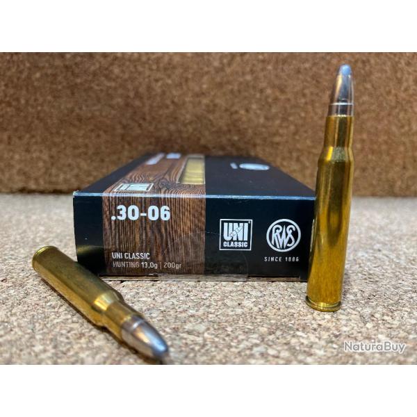 2 BOITES DE MUNITIONS GRANDE CHASSE RWS 30-06  UNI CLASSIC  11.7 gr
