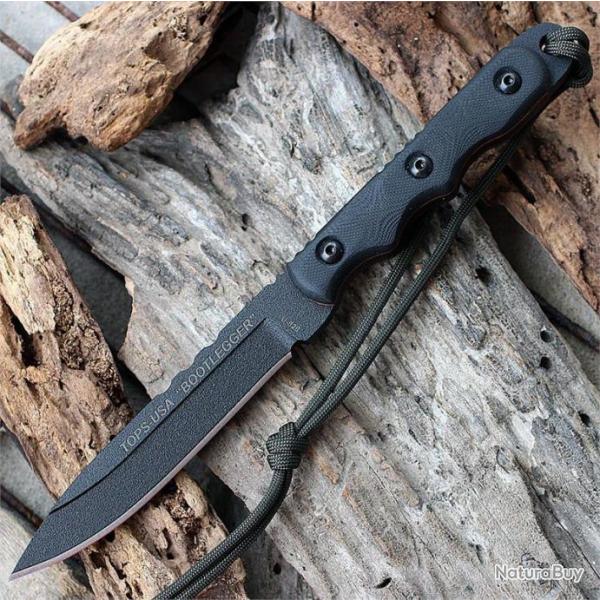 Couteau Tops Ranger Bootlegger Lame Acier Carbone 1095 Manche G-10 Etui Nylon Made In USA TPRBL01 -