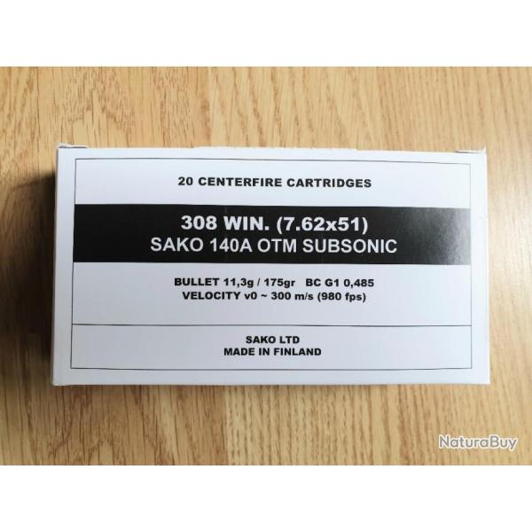 SAKO MILITAIRE .308WIN (7.62X51) SUBSONIC 175GR OTM