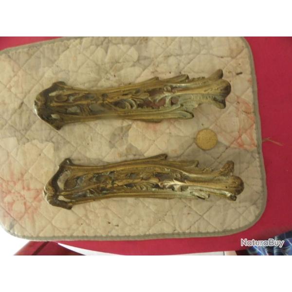 2 antique cache jambe laiton.
